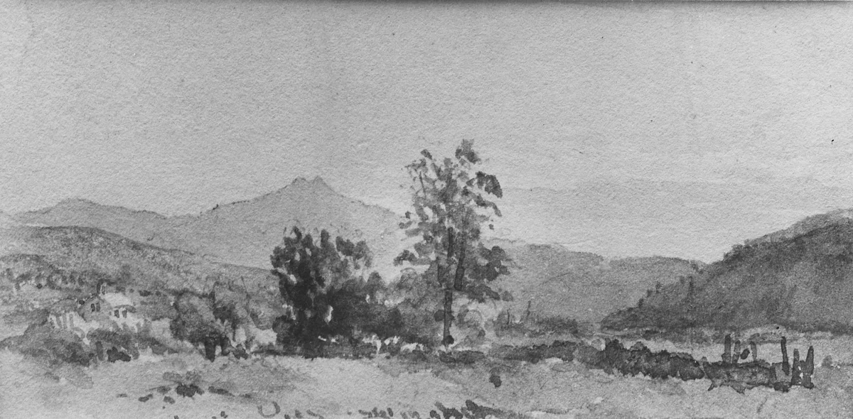 Three Views, No. 1: Mount Washington from Shelburn, New Hampshire by John William Hill, artwork, 1812-1879