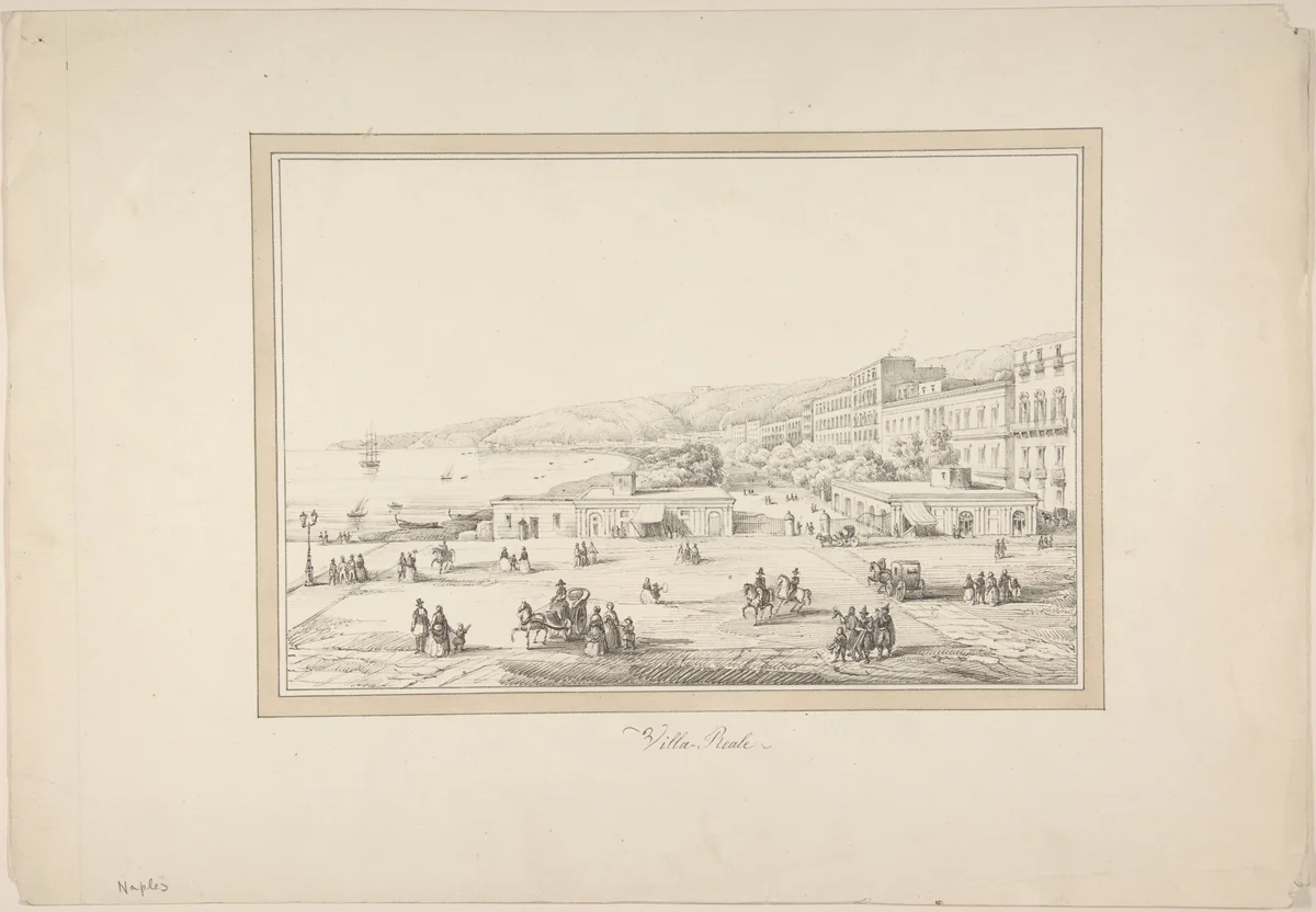 View of Naples: Villa Reale by anonymous, drawing, 1800-1899
