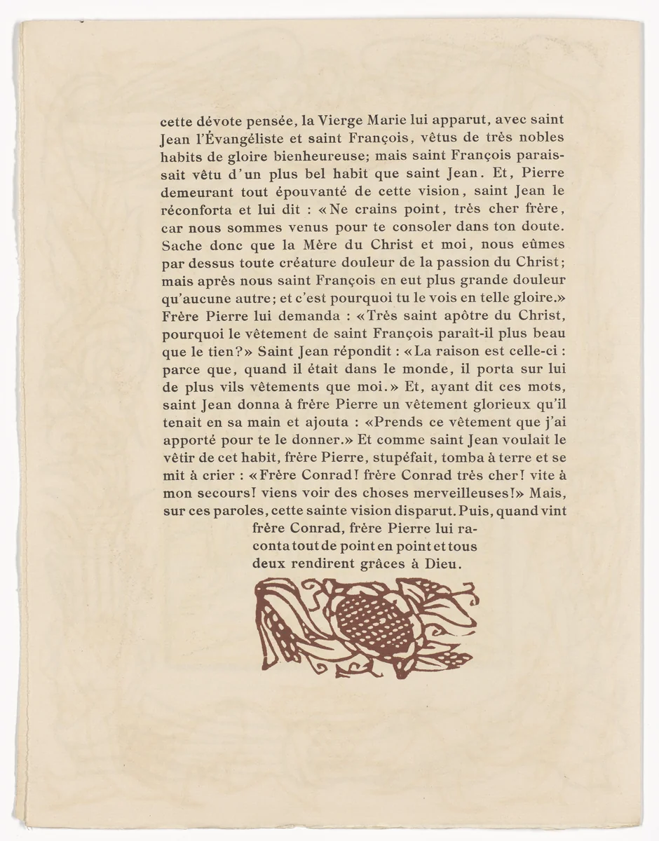 Tailpiece (page 240) from Les Petites Fleurs de St. François (The Little Flowers of St. Francis) by Émile Bernard, illustrated book, 1928