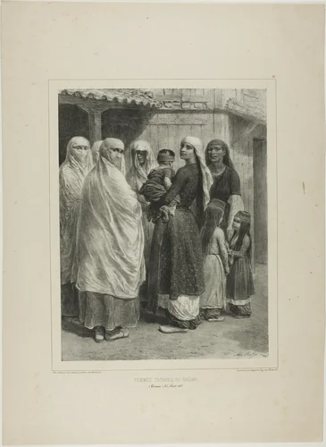 Tartar Women at the Baïdar, Crimea, August 26, 1837 by Denis Auguste Marie Raffet, print, 1842