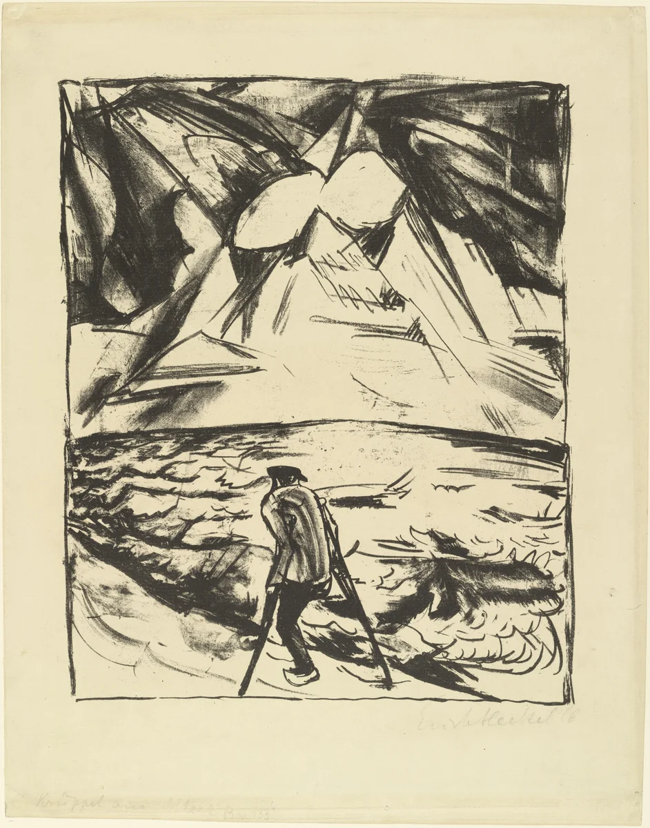 Cripple by the Ocean (Krüppel am Meer) by Erich Heckel, print, 1916