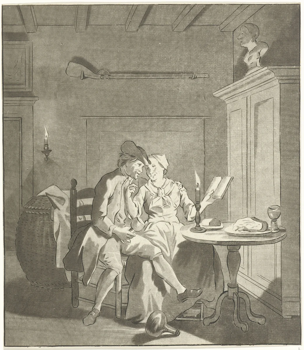 De Ontdekte Schijndeugd: Bely en Dirk by Benjamin Martini, print, 1777-1780