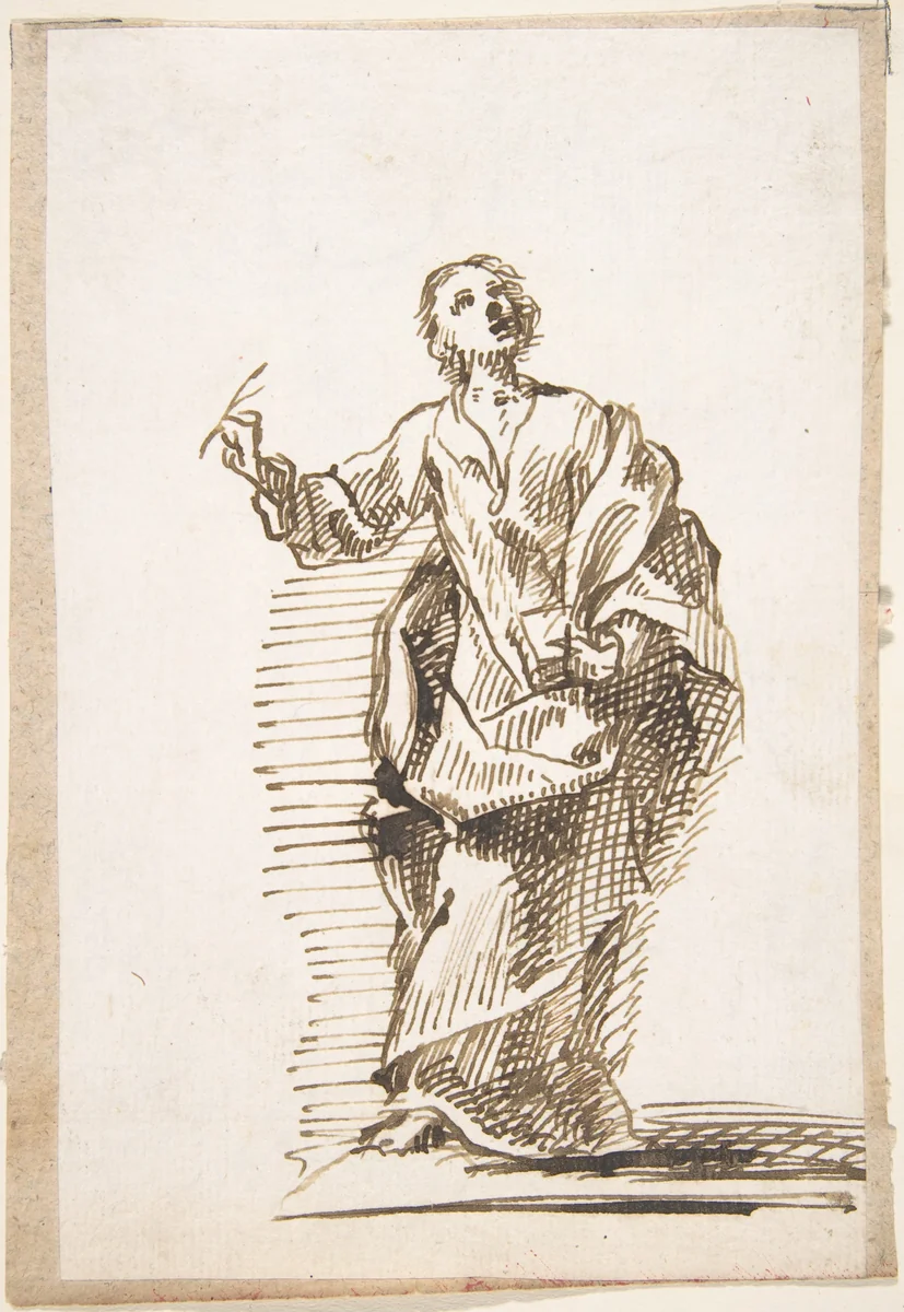 Standing Male Figure by Pedro Duque Cornejo, drawing, 1695-1755