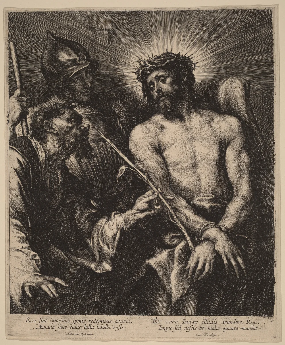 Christ Crowned with Thorns by Lucas Emil Vorsterman; Sir Anthony van Dyck, print, 1630