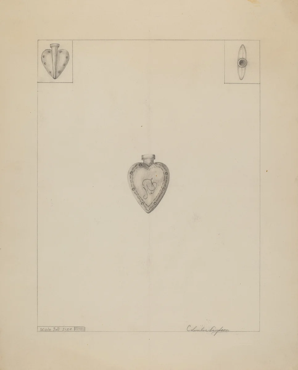 Silver Knitting Shield by Columbus Simpson, index of american design, 1935-1942
