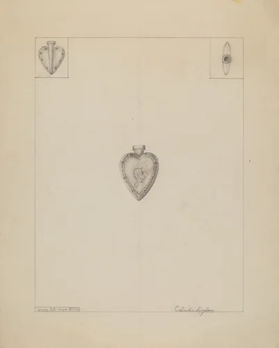 Silver Knitting Shield by Columbus Simpson, index of american design, 1935-1942