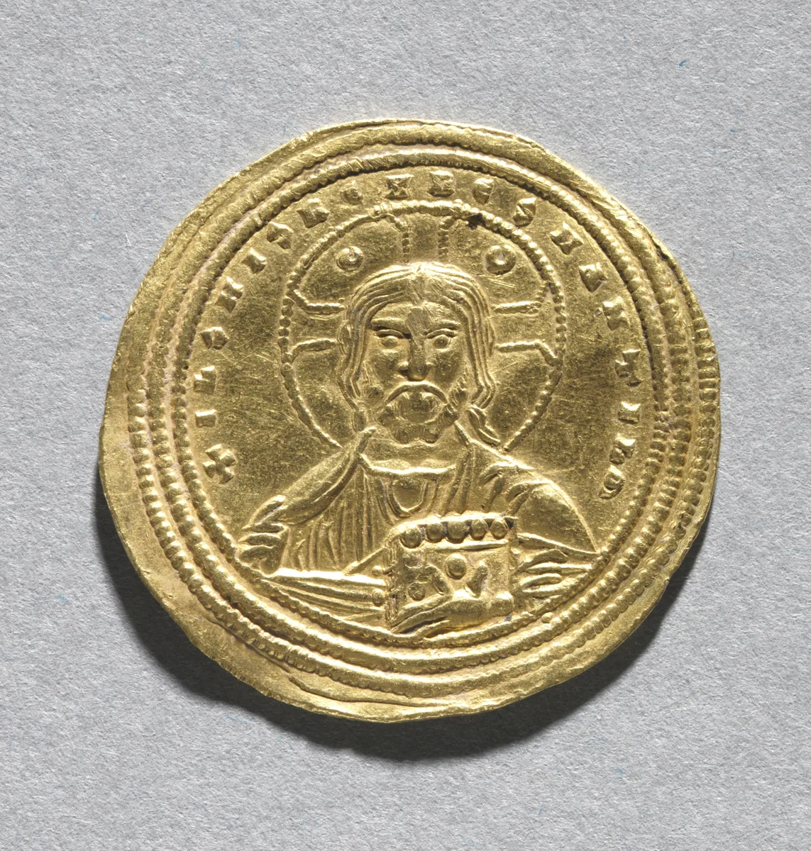 Nomisma with Basil II Bulgarotonos and His Brother Constantine VIII (obverse) by Unknown, metalwork, 975-1025