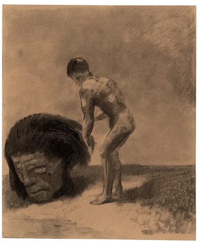 Primitive Being by Odilon Redon, drawing, 1871-1881