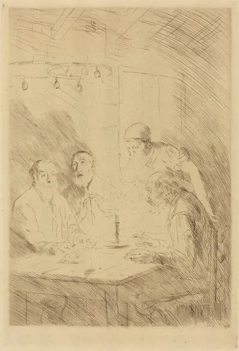Supper of the Poor (Le souper chez misere) by Alphonse Legros, print, 1837-1911