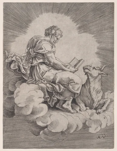 Saint Luke by Agostino Veneziano, print, 1513-1523