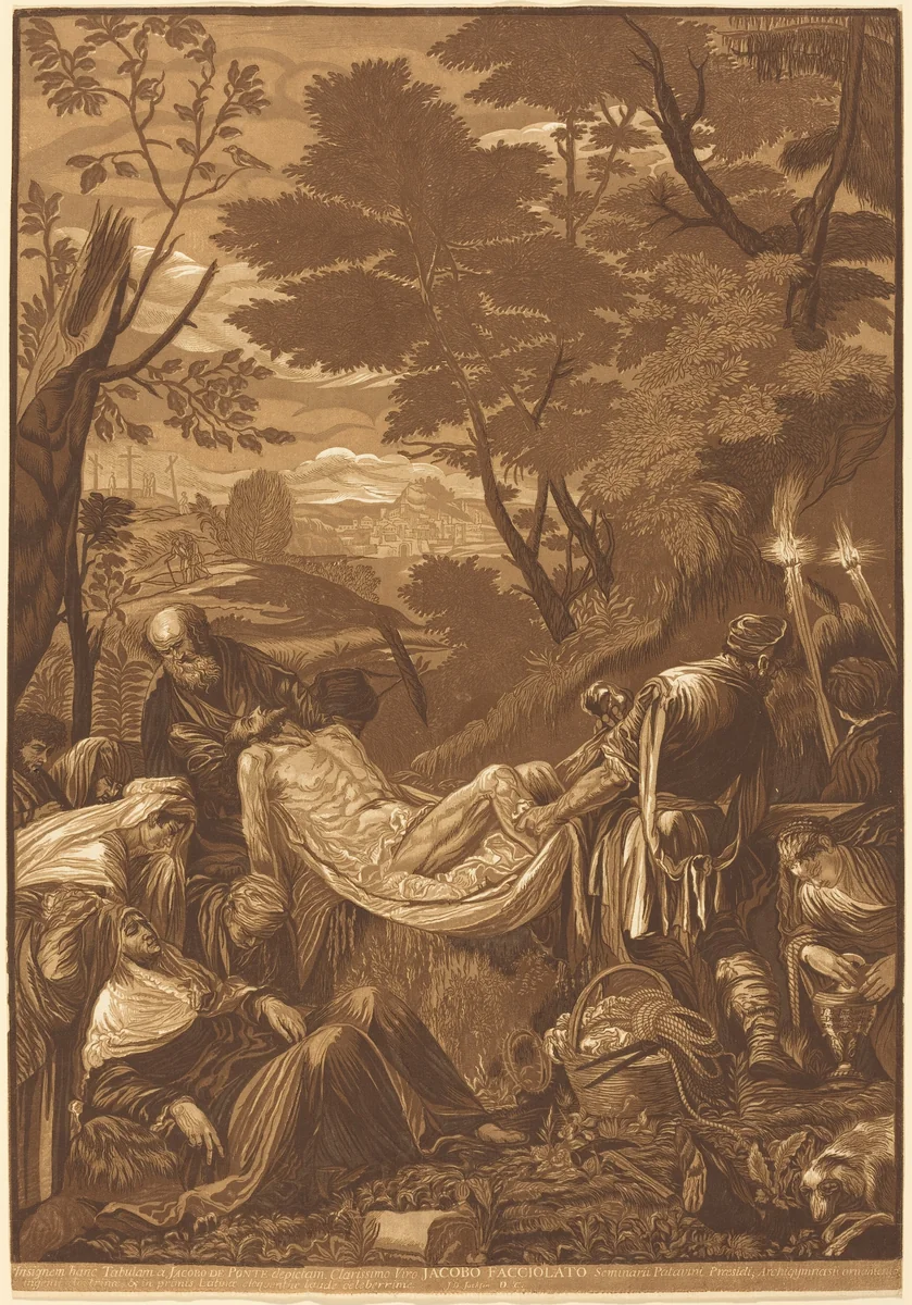 The Entombment by Jacopo Bassano, print, 1739