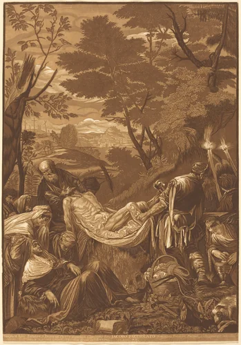 The Entombment by Jacopo Bassano, print, 1739