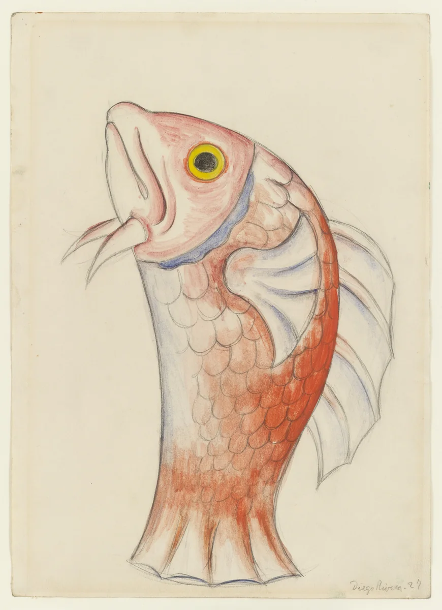 Red Snapper. Costume design for the ballet H.P. (Horsepower) by Diego Rivera, drawing, 1927
