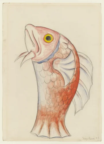 Red Snapper. Costume design for the ballet H.P. (Horsepower) by Diego Rivera, drawing, 1927