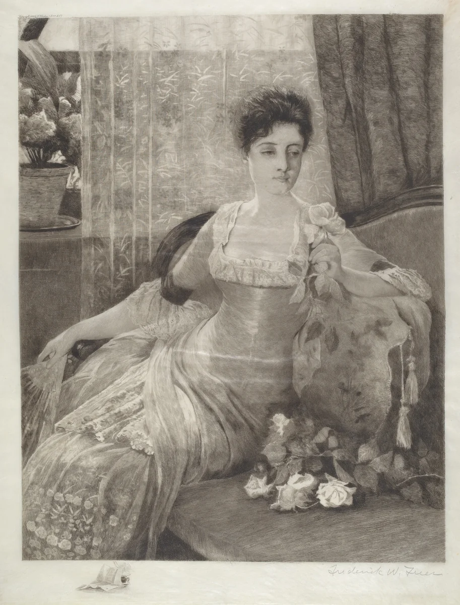 Untitled (Girl on a Couch) by Frederick W. Freer, print, 1888