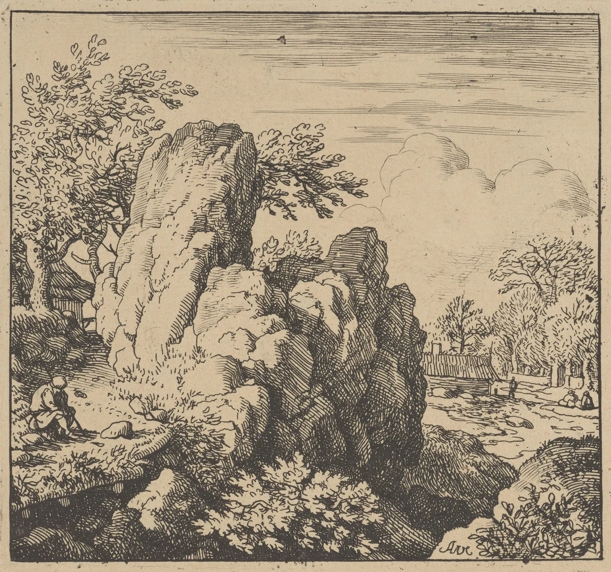 The Large Rock by Allart van Everdingen, print, 1621-1675