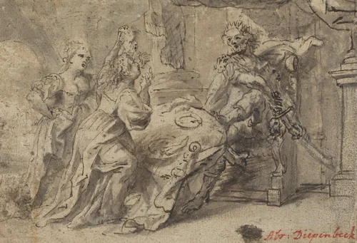 Philomela, Procne, and the Thracian King Tereus by Anonymous Artist; Abraham van Diepenbeeck, drawing, 1596-1675