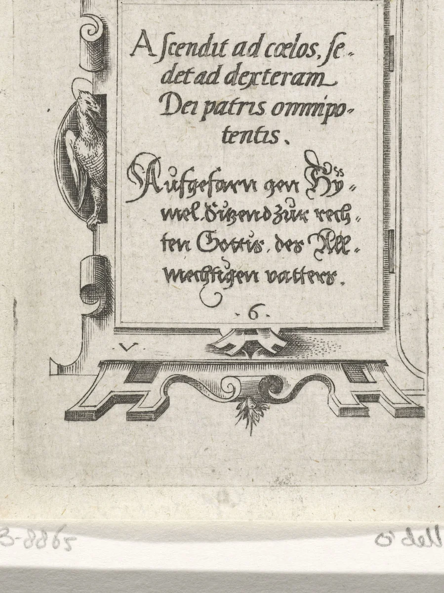 Tekst: Ascendit... by Virgilius Solis, print, 1524-1562