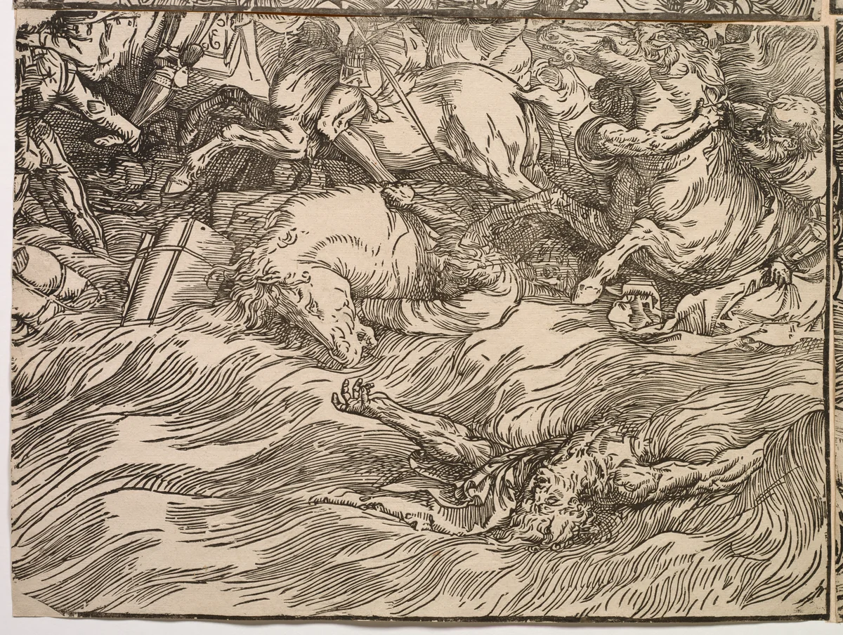 The Submersion of Pharaoh's Army in the Red Sea by Titian, print, 1514-1515