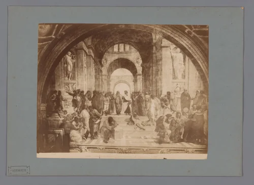 Fotoreproductie van het fresco De school van Athene door Rafaël by anonymous, photograph, 1851-1900