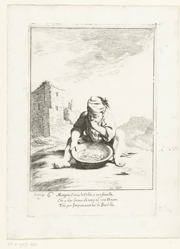 Cacasenno eet pap by Giuseppe Maria Crespi, print, 1710-1715