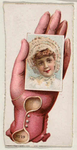 Card Number 19, cut-out from banner advertising the Opera Gloves series (G29) for Allen & Ginter Cigarettes by Allen & Ginter, print, 1885-1895