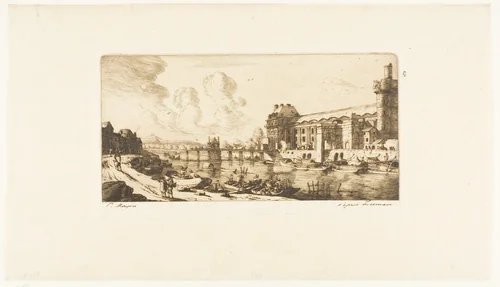 The 'Pavillon de Mademoiselle' and Part of the Louvre by Charles Meryon, print, 1849