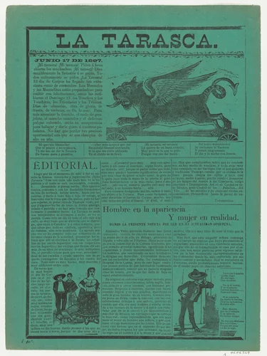 Broadsheet relating to 'la Tarasca' (the carnival monster) by anonymous, print, 1897