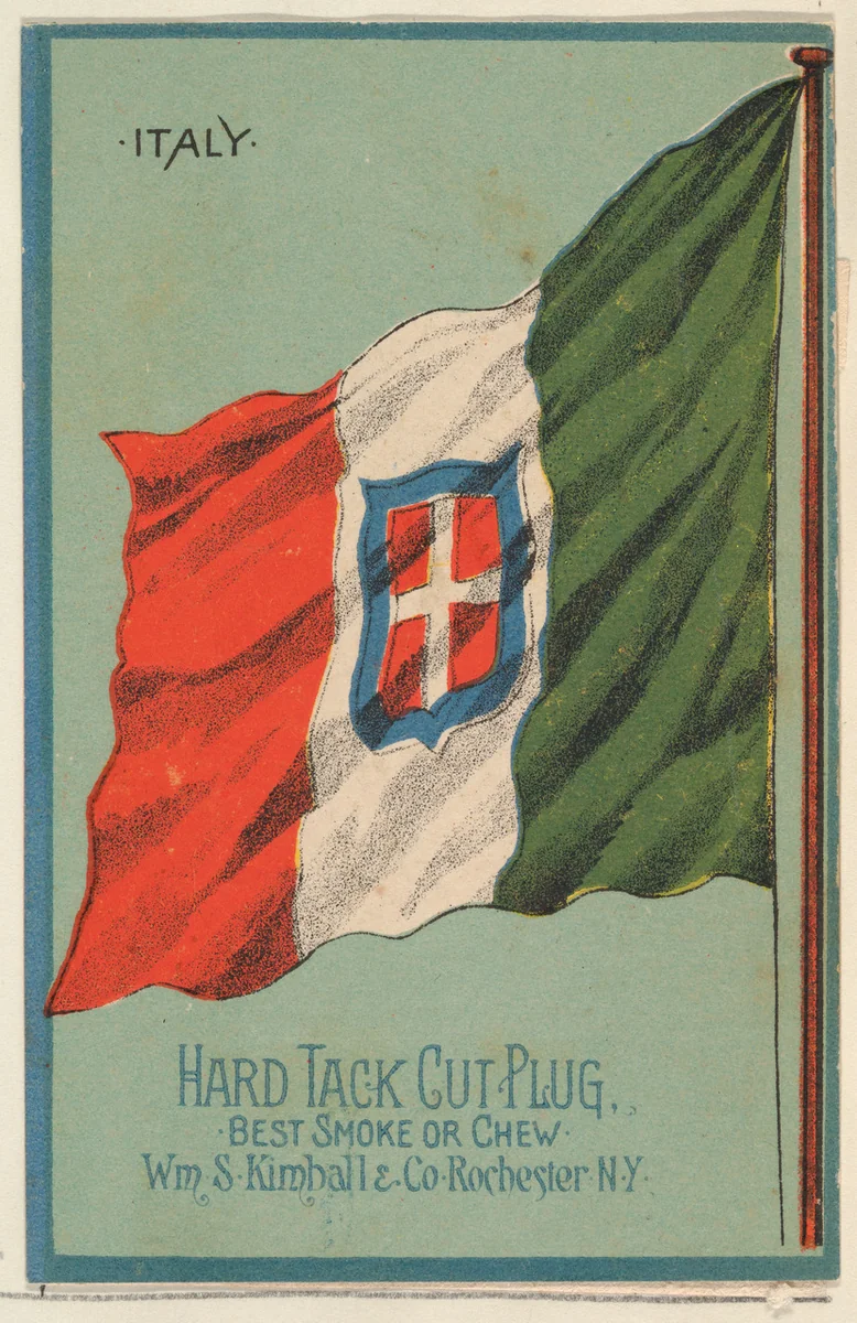 Italy, from the National Flags series (N195) issued by Wm. S. Kimball & Co. by William S. Kimball & Company, print, 1891
