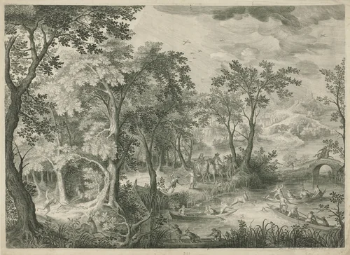Hertenjacht by Unknown, print, 1580-1625