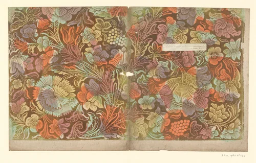 Blad met grote bloemen met vruchten by anonymous, other, 1700-1850