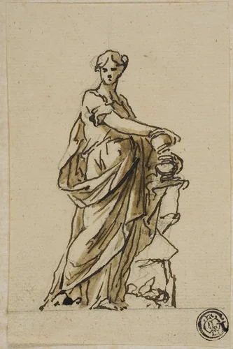 Fate with Urn by John Michael Rysbrack, drawing, 1713-1770