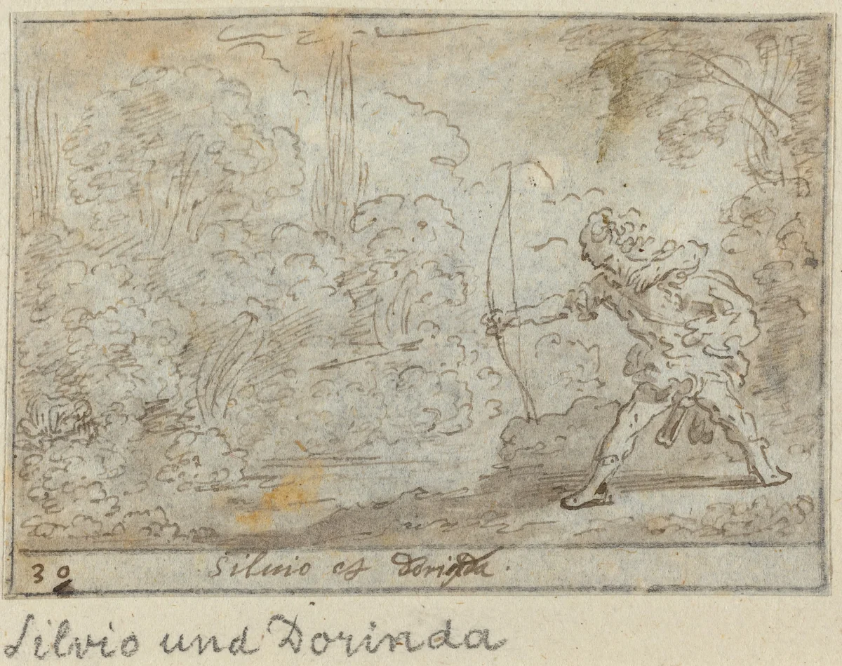 Silvio and Dorinda by Johann Wilhelm Baur, drawing, 1640