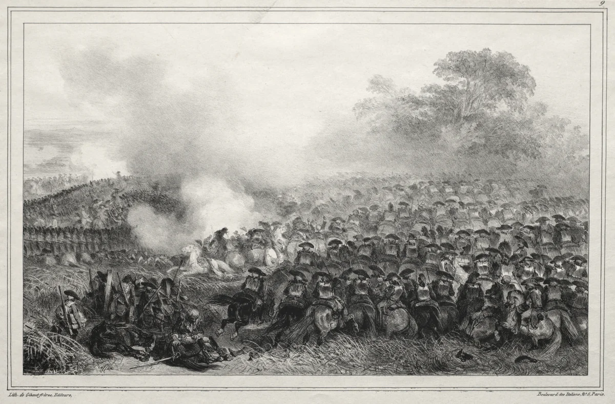 Album for 1835: Carré enfoncé... by Auguste Raffet, print, 1835