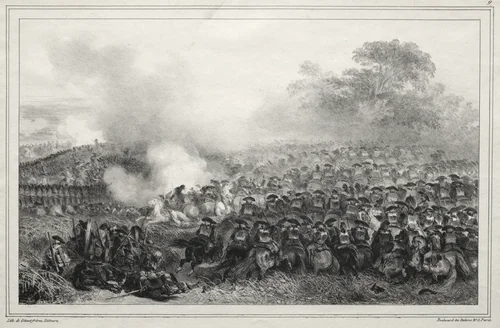 Album for 1835: Carré enfoncé... by Auguste Raffet, print, 1835