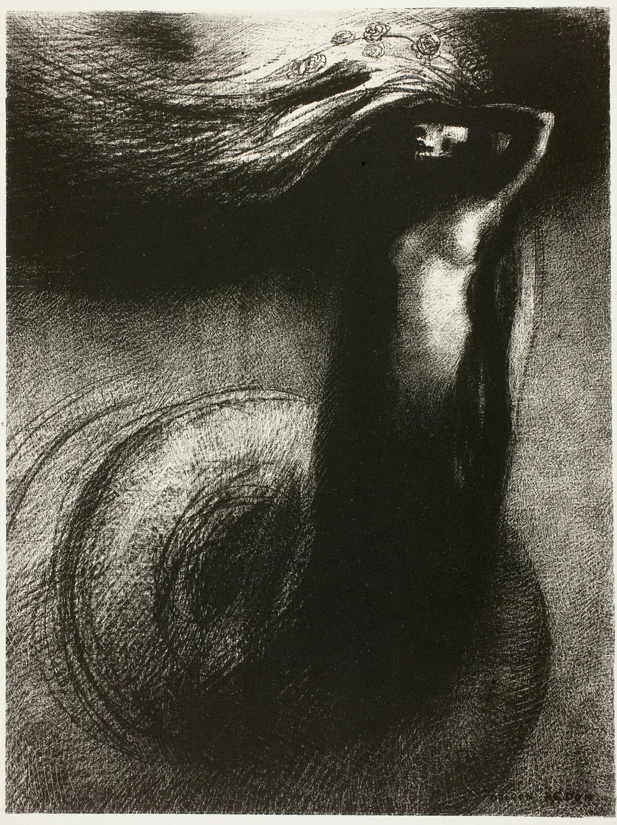 Death: "My Irony Surpasses All Others" by Odilon Redon, print, 1888