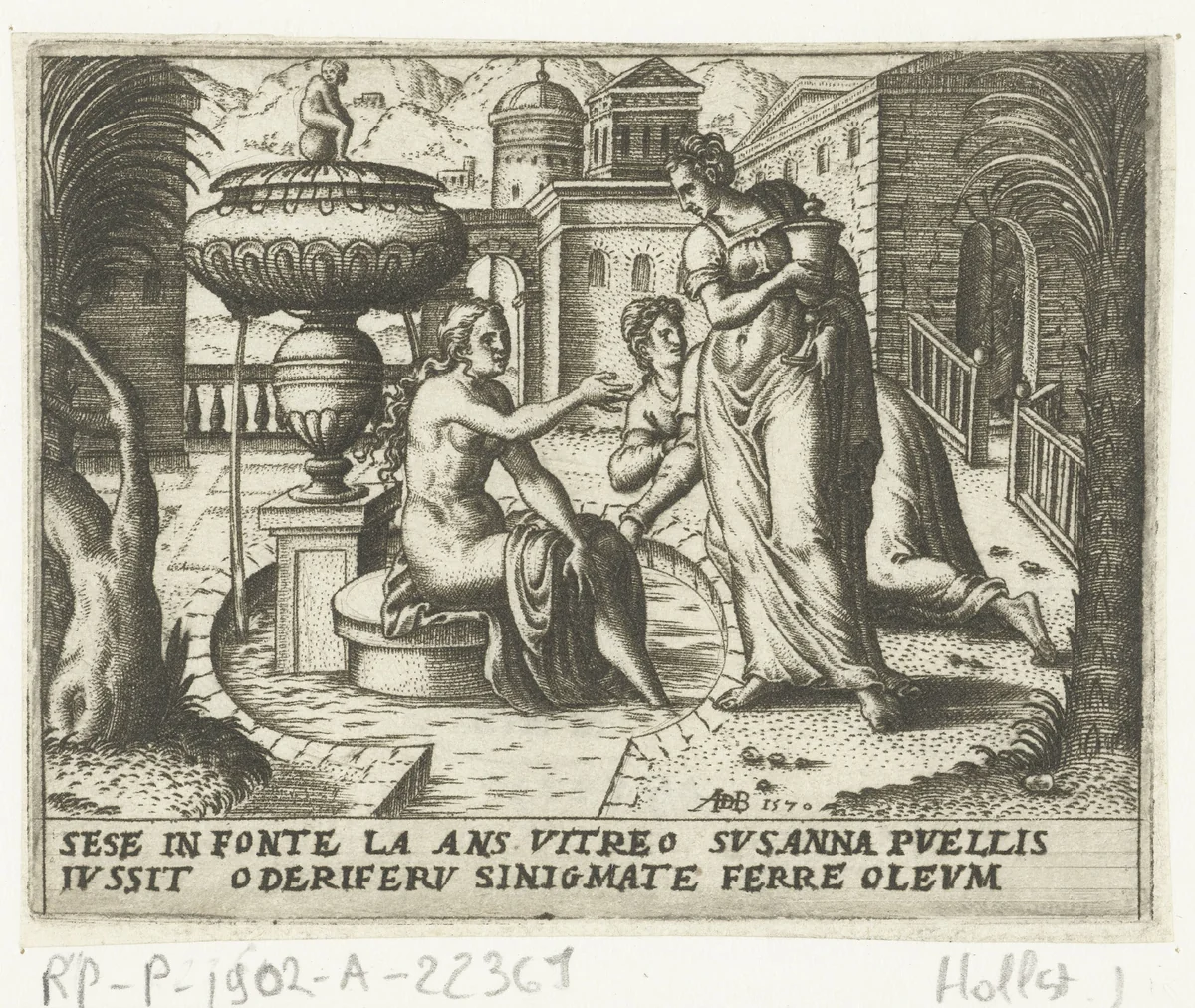 Badende Susanna by Unknown, print, 1570