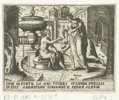 Badende Susanna by Unknown, print, 1570