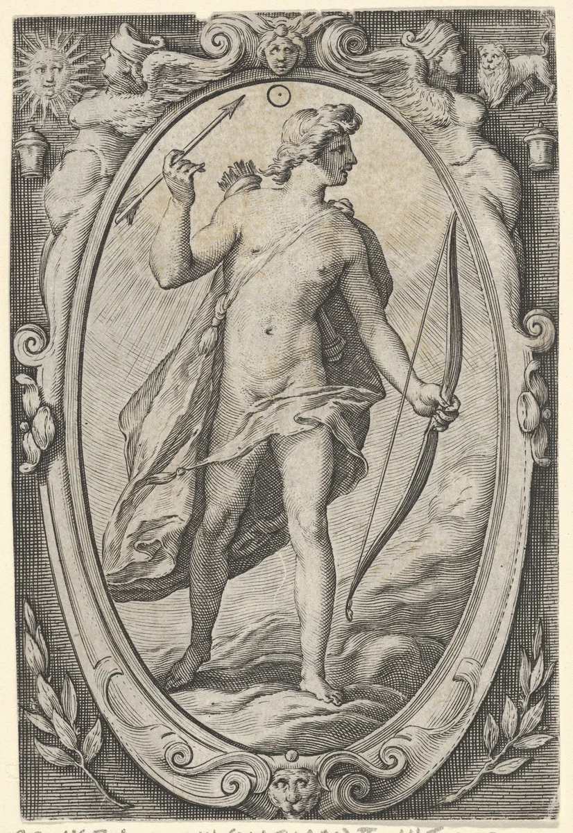 Apollo, from "The Planets" by Jacob Matham, print, 1592-1602
