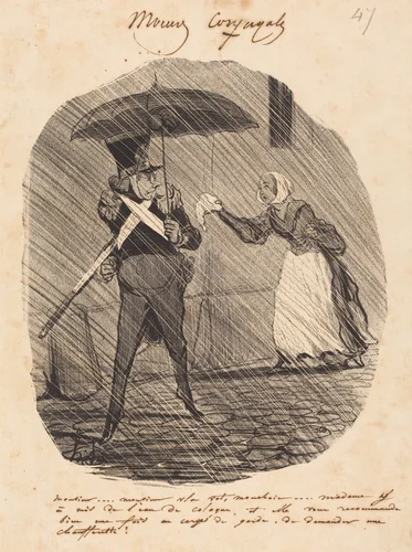 Monsieur... Monsieur, v'la vot' mouchoir by Honoré Daumier, print, 1842