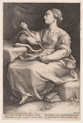 Thalia, The Muse of Comedy, from The Nine Muses by Hendrick Goltzius, print, 1592