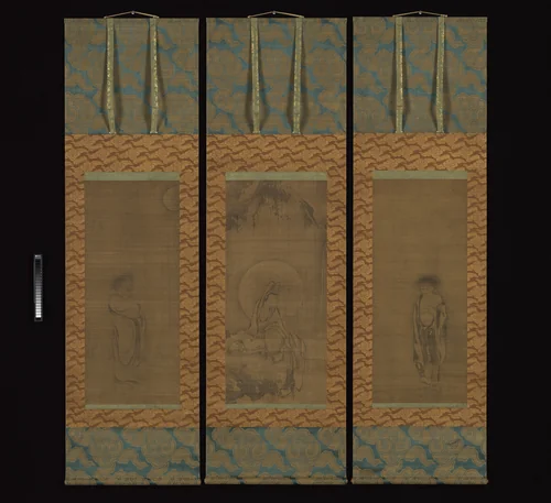 White-Robed Kannon, Kanzan, and Jittoku by Unidentified Artist, painting, 1300-1573