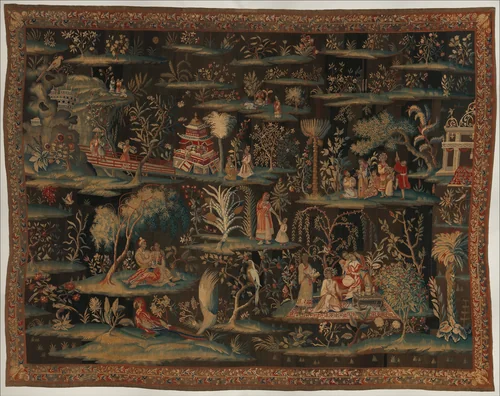 The Toilette of the Princess from a set of Tapestries "After the Indian Manner" by John Vanderbank, textile, 1690
