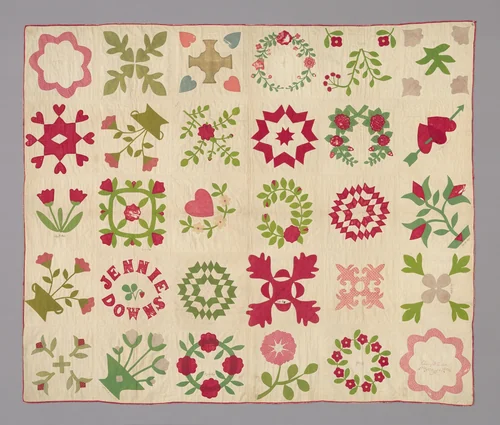 Bedcover (Bride's Album Quilt) by Fanny Lovejoy, textile, 1845-1865