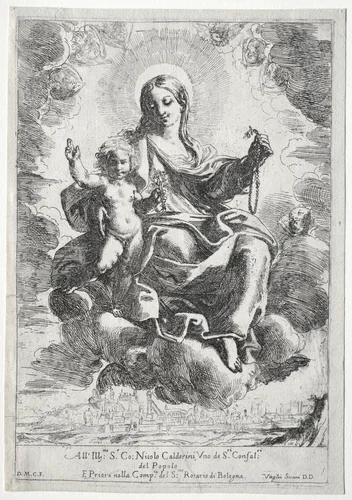 Madonna of the Rosary by Domenico Maria Canuti, print, 1645-1684