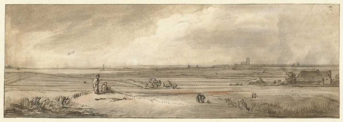 View of Naarden, Seen from Muiderberg by Jan Ruyscher, drawing, 1648-1652