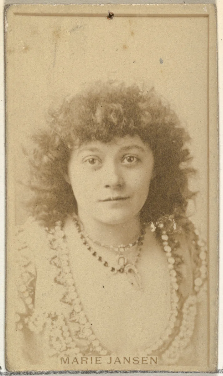 Marie Jansen, from the Actors and Actresses series (N145-8) issued by Duke Sons & Co. to promote Duke Cigarettes by W. Duke, Sons & Co., photograph, 1890-1895