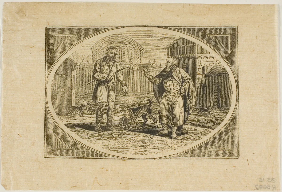 Fable: A Man Bitten by a Dog by Thomas Bewick, print, 1773-1828