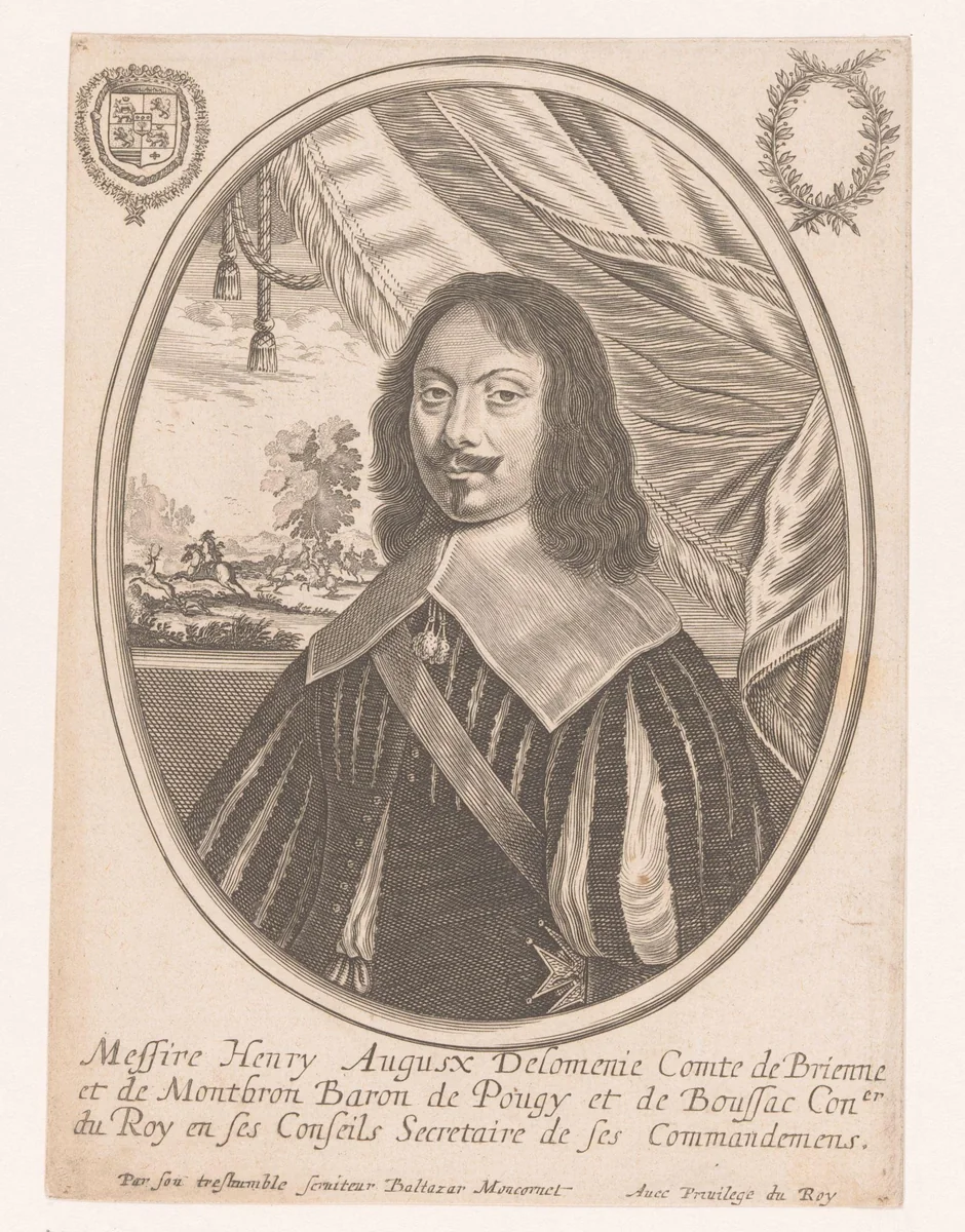 Portret van Henri-Auguste de Loménie de Brienne by anonymous, print, 1634-1668
