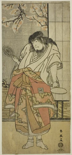 The Actor Ichikawa Komazo II as the monk Shunkan in the play "Shunkan Shima Monogatari," performed at the Kawarazaki Theater in the ninth month, 1791 by Katsukawa Shun'ei (勝川春英), print, 1786-1796